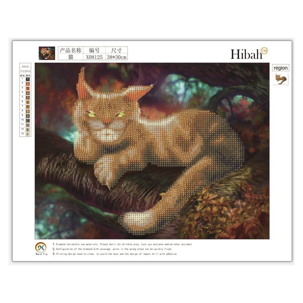 Cat Pattern 5D Diamond Painting Diy Embroidery Cross Stitch Craft Needlework Multi-Color Cat