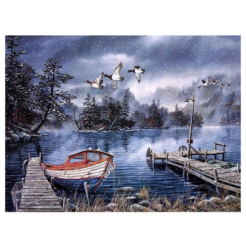 Diamond Painting Kits for Adults 5D Full Drill Painting By Numbers Gem Picture Dots Art Snow Lake View Round Diamond