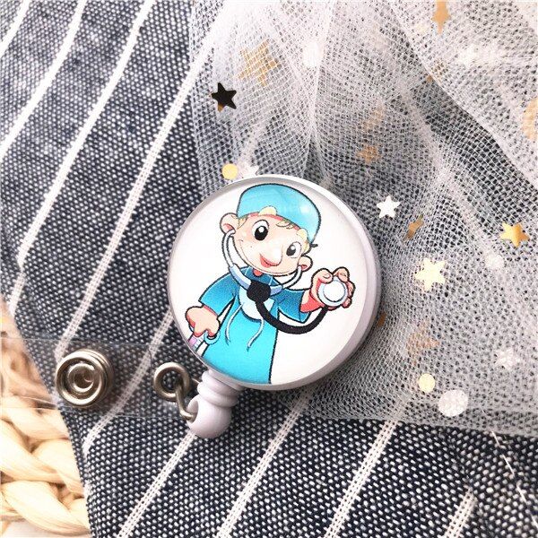 1pcs Cute Retractable Badge Reel  Nurse Cartoon personality Emergency nurse ID Name Card Badge Holder Office Supplies