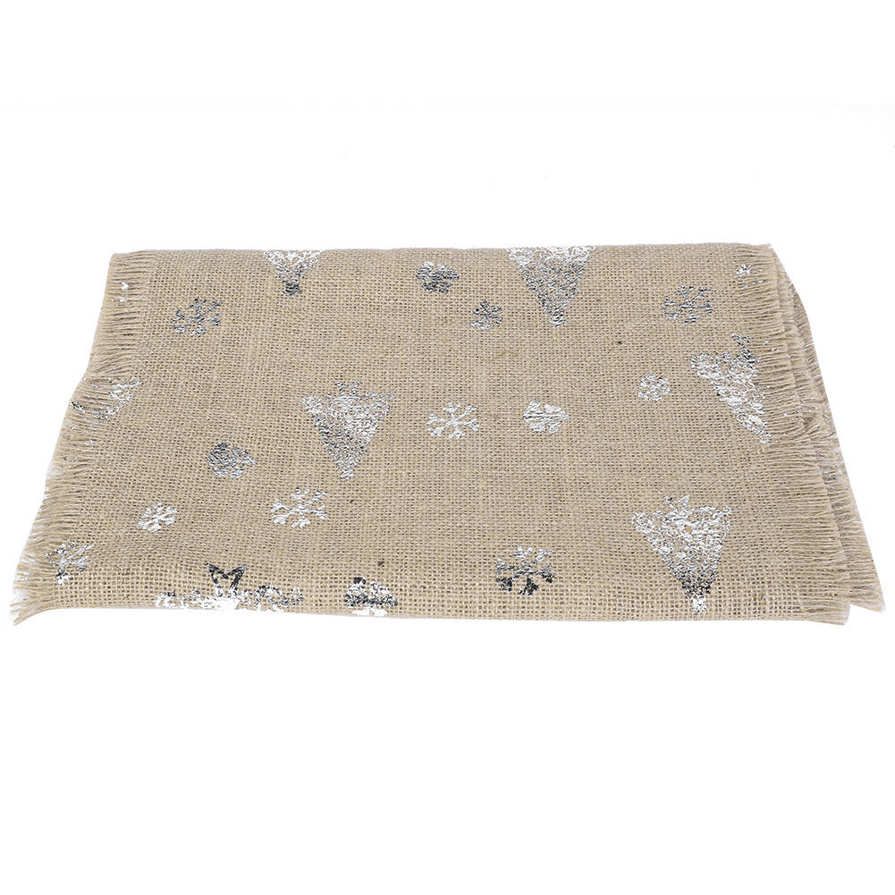 Linen Table Runner Decoration Printed Craft Collection C Christmas Snowflake