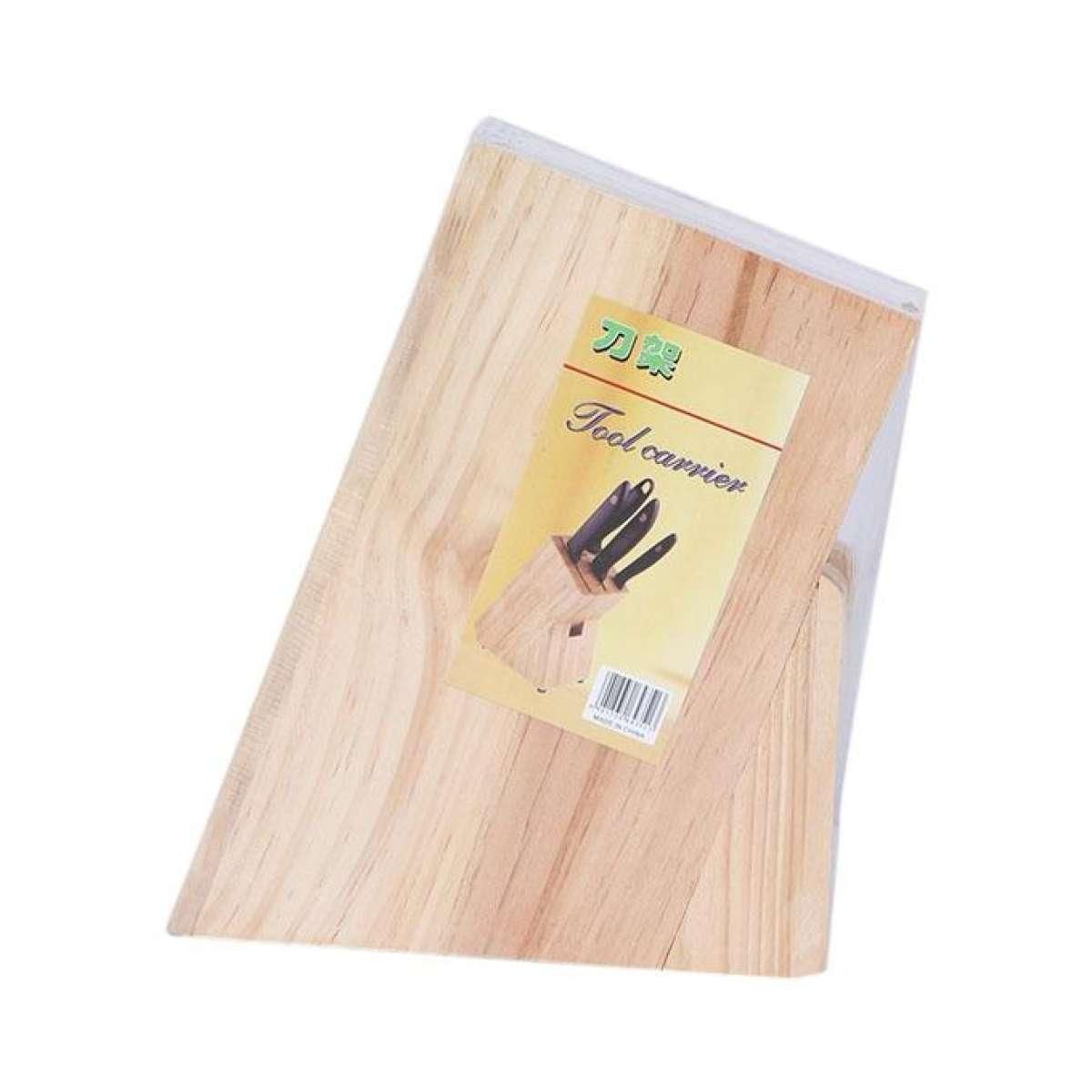 Wood Knife Holder Block Scissor Slot Storage Rack - Burly Wood