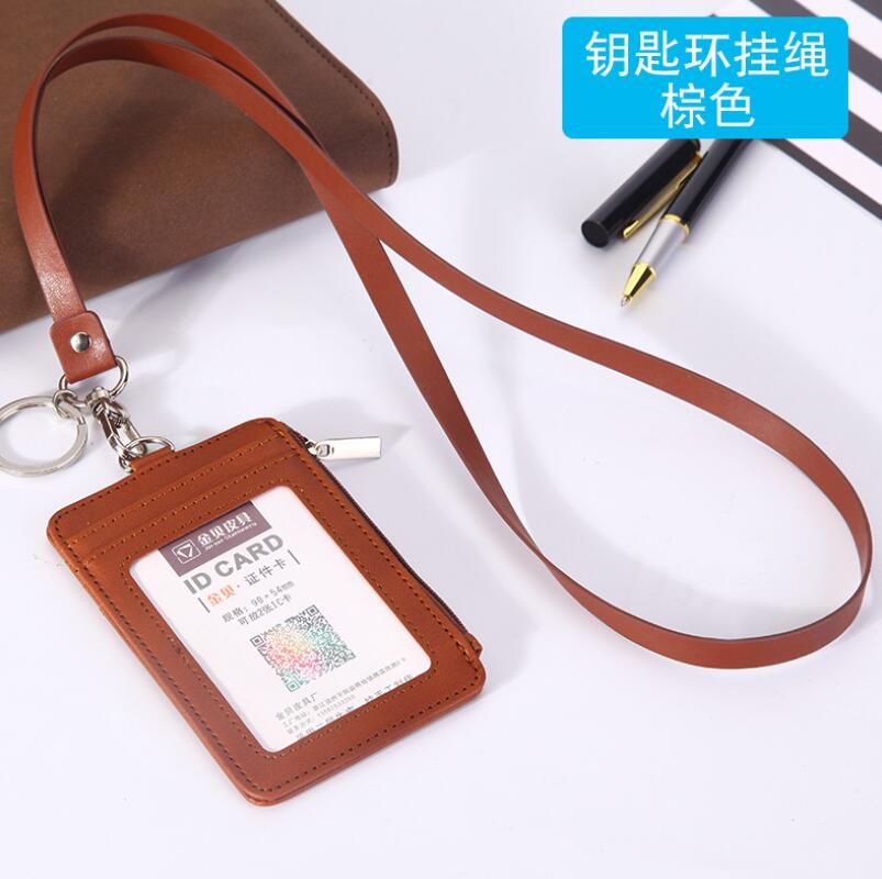 PU Leather material double card sleeve ID Badge Case Clear Bank Credit Card Badge Clip Badge Holder Accessories Id Card Holder