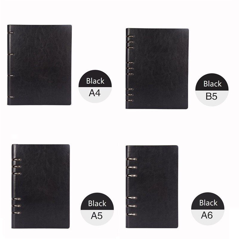 A6/A5/B5/A4 Spiral Notebook 6 Rings Leather Hard Cover Loose Leaf Personal Travel Diary Journal Business Planner Organizer