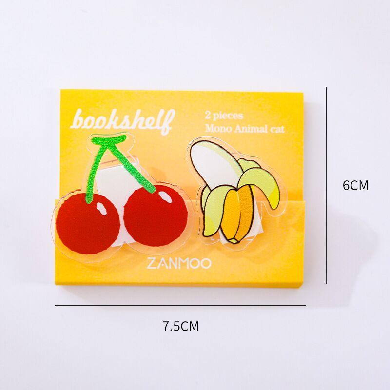 Sharkbang 2PCS Cute Animal and Fruit Series Acrylic Bookmark Paper Clip Photo Wall Clip Folder Memo Clips School Stationery