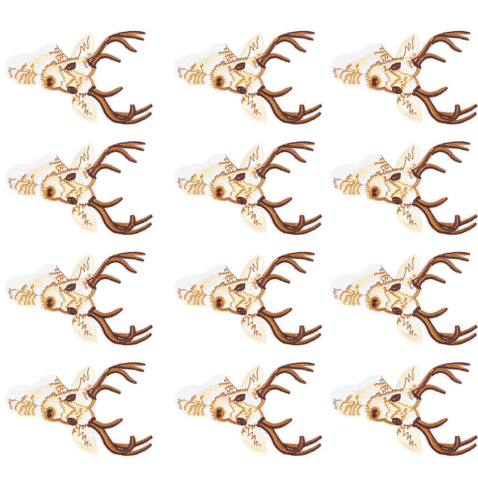12Pcs Deer Head Patches Embroidered Iron On Patch For DIY Cloth Luggage Decor