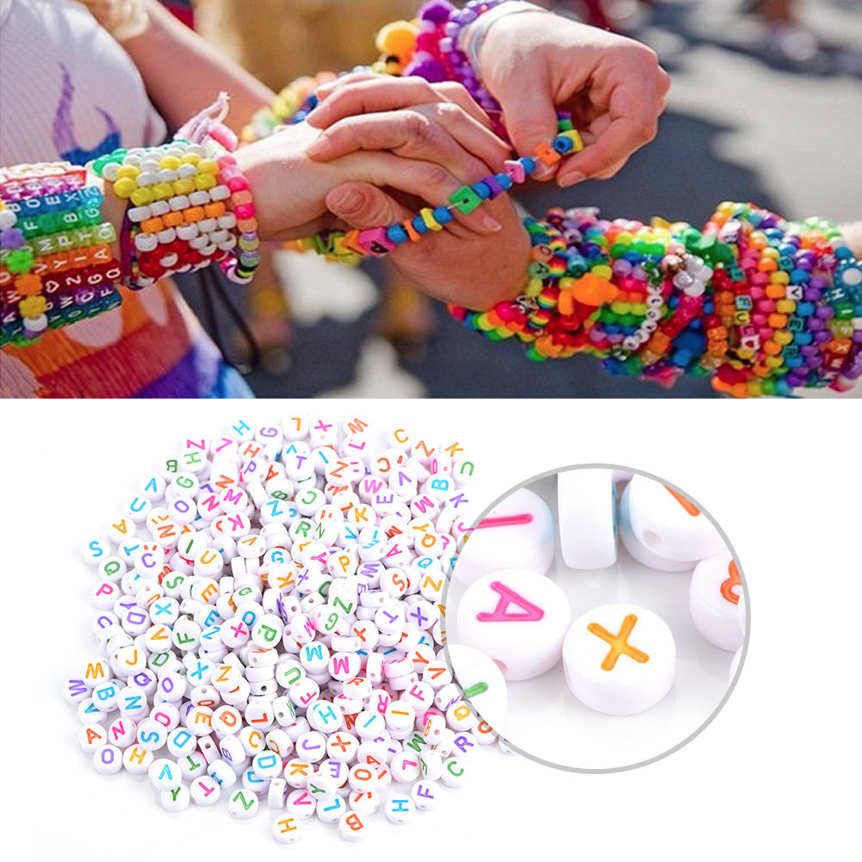 Round Letter Beads 500Pcs 7 Colors Acrylic A-Z Alphabet for DIY Bracelet Necklace