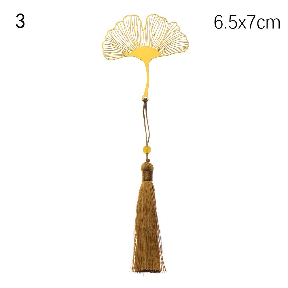 1PC beautiful Rose Gold Metal Bookmark Creative Maple Leaf Tassel Apricot Leaf Chinese Style Cute Fashion Gifts Stationery