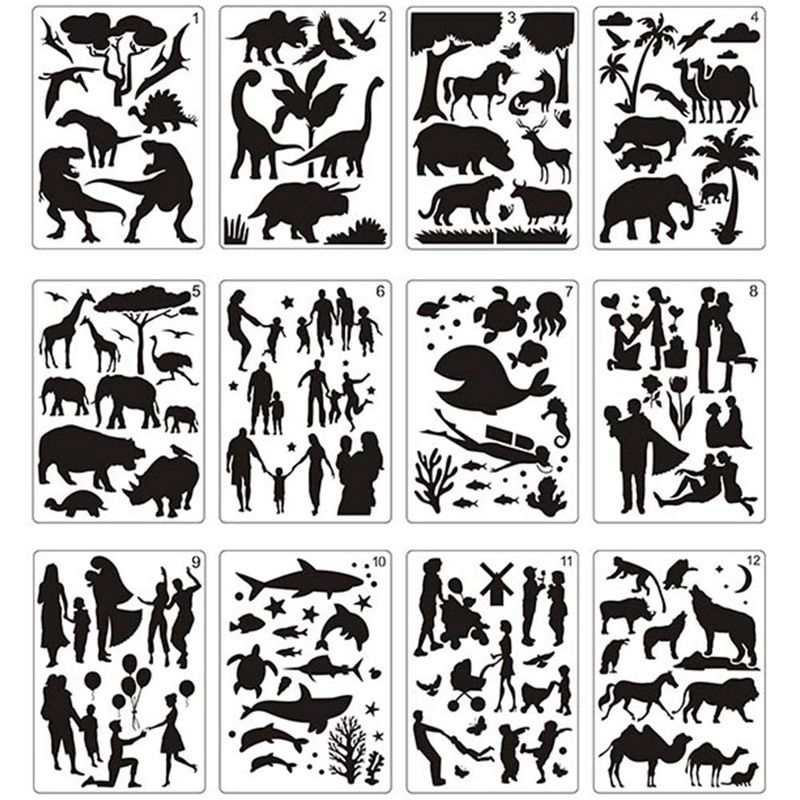 12Pcs Mandala Painting Templates Perfect Animal Drawing Stencils Hollow Board for DIY Painting Art Exquisite Product