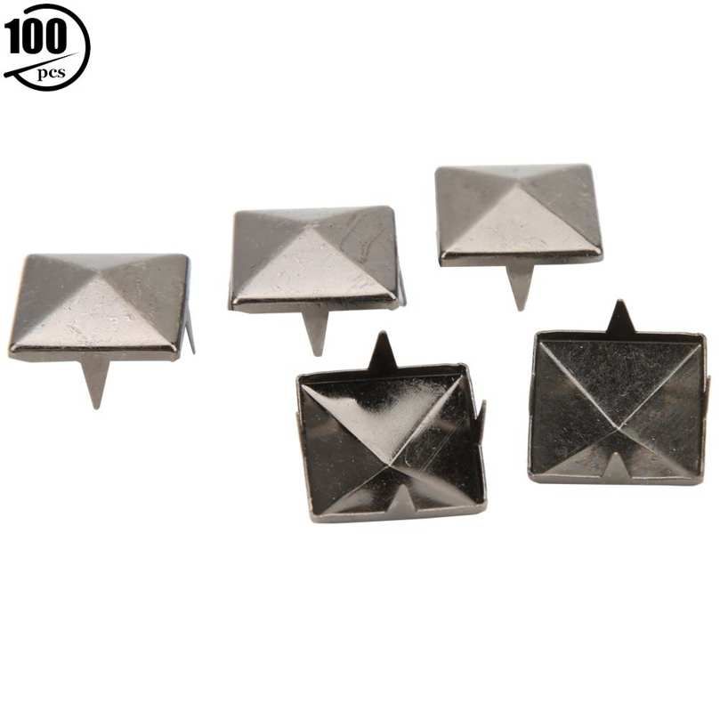 Punk Rivet 100pcs Square Pyramid Rivets 4 Claw Metal Studs for Bracelets Clothing Shoes Handbag