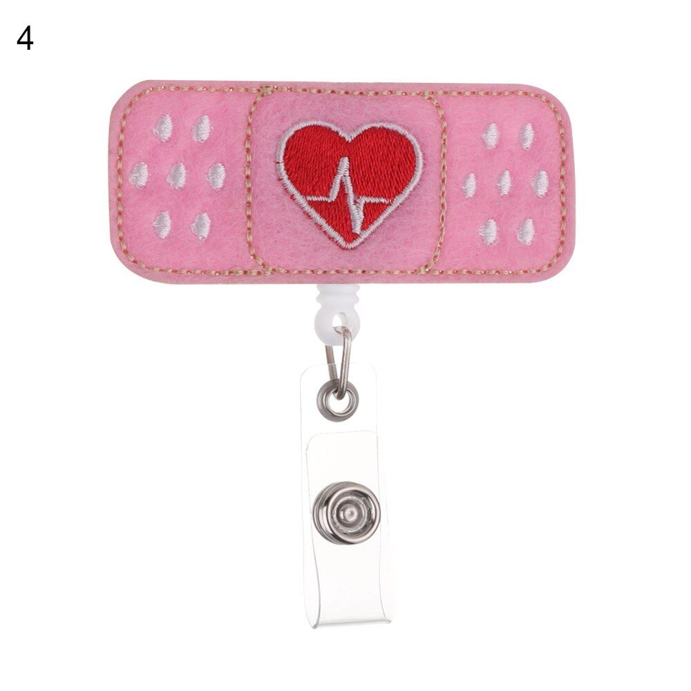 1PC New Creative Cloth Nurse Retractable Badge Pull Buckle Reel Clip Cute Drawing Bandage Style Students ID Card Badge Holder