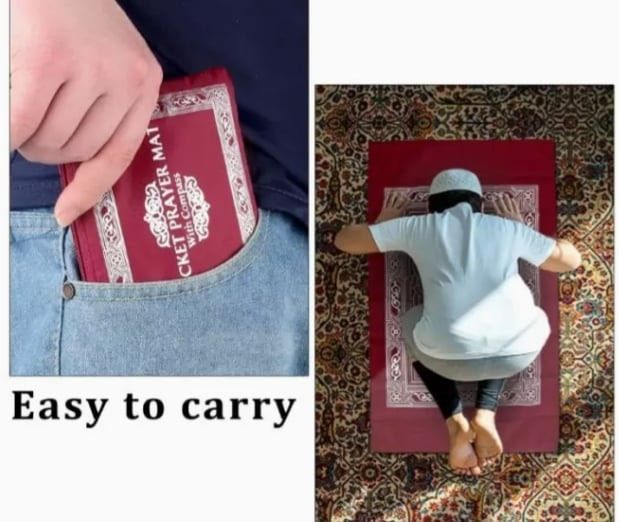 Portable Pocket Prayer Mat Jaynamaz with Qibla Direction