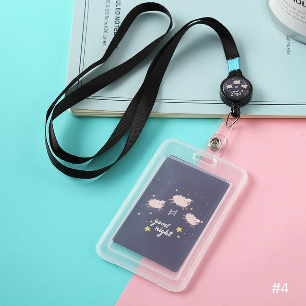 1pc Cute Cartoon Retractable Card Holder Badge Nurse  Exhibition Pull Key ID Name Card Badge Holder School Office Supplies