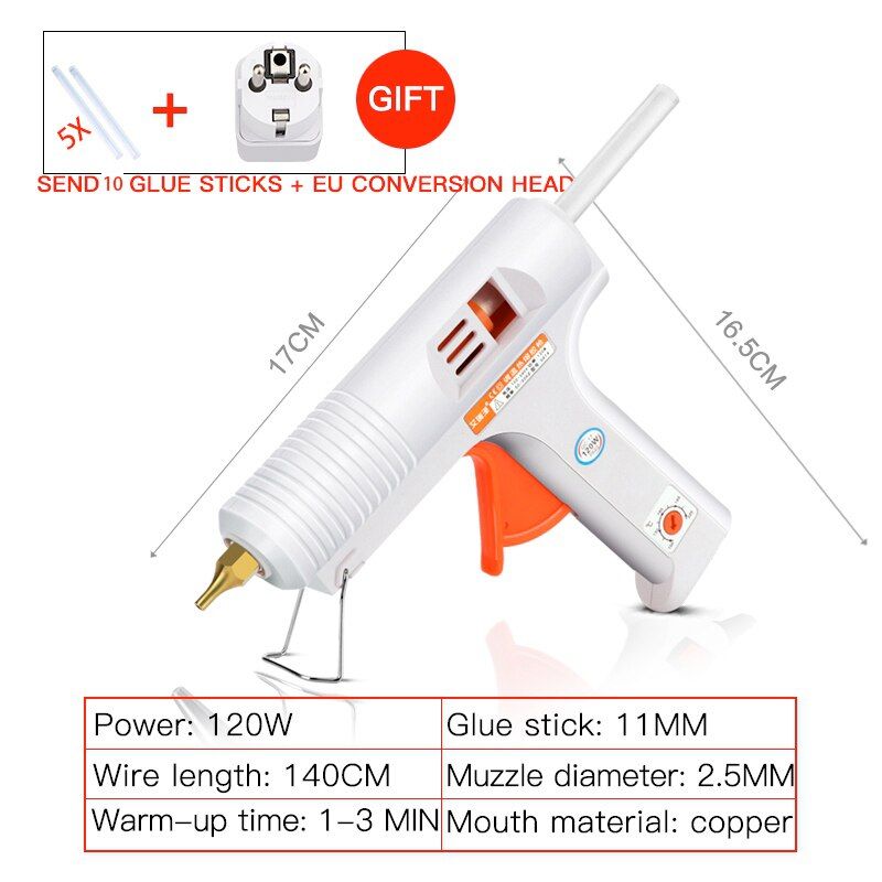 AIRAJ Upgraded Hot Melt Glue Gun 70W/100W/120W/150W Convenient Repair Adhesive Tool with Glue Stick and EU Conversion Head