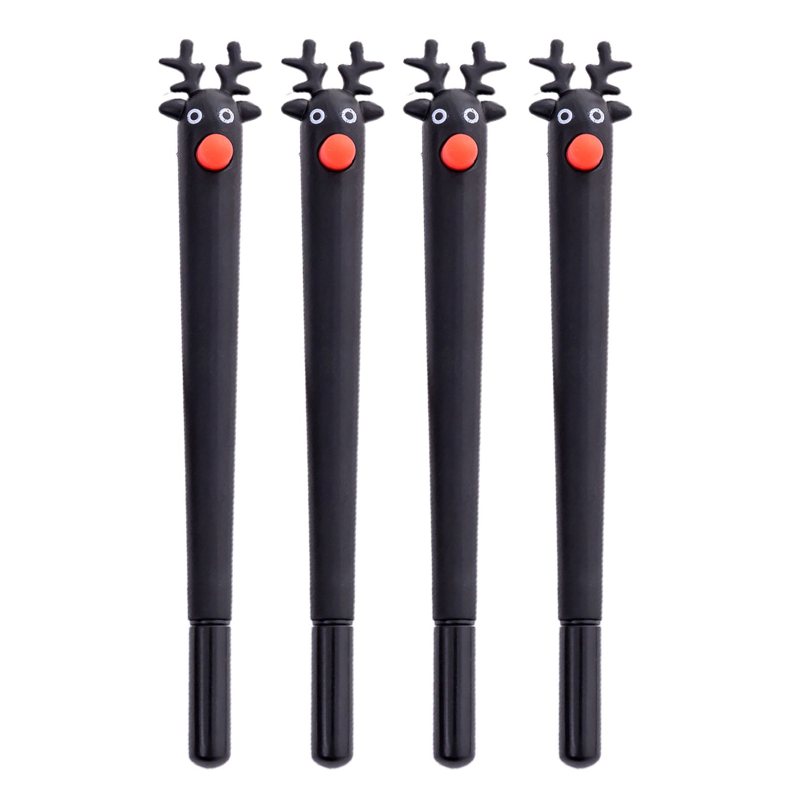 4Pcs Gel Pen Non-slip Smooth Writing Adorable Christmas Elk Black Ink Pen for Children