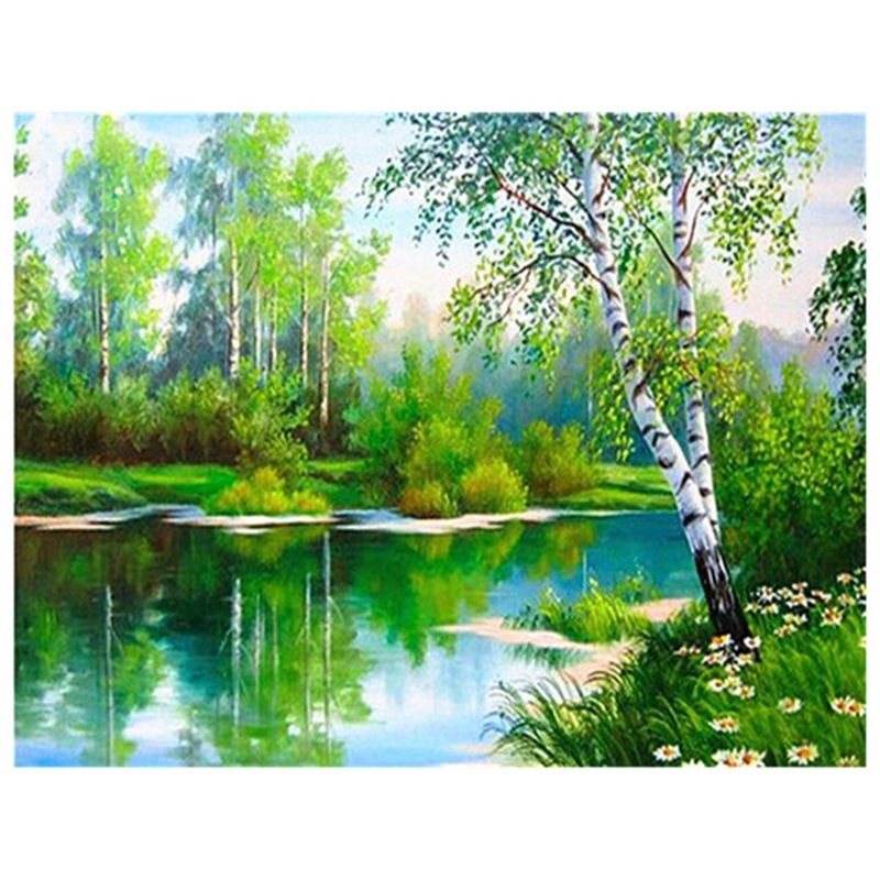 Round Diamond Diamond Painting DIY Diamond Painting Embroidery Kit Lake Beautiful Diamond Painting