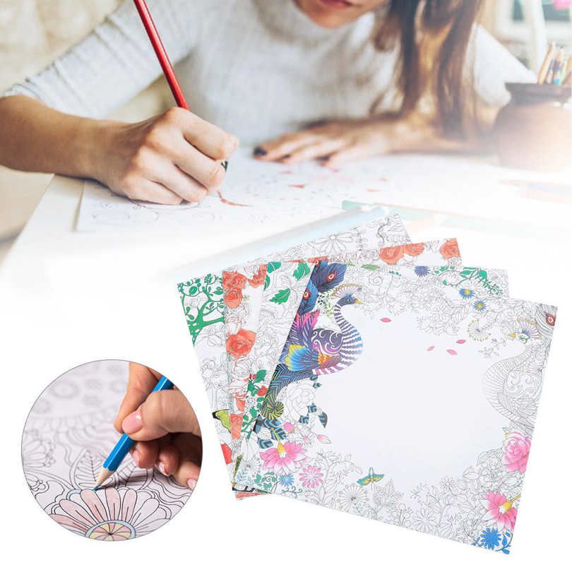 Relieve Stress Book English Edition Hand Painting Drawing Coloring for Adult