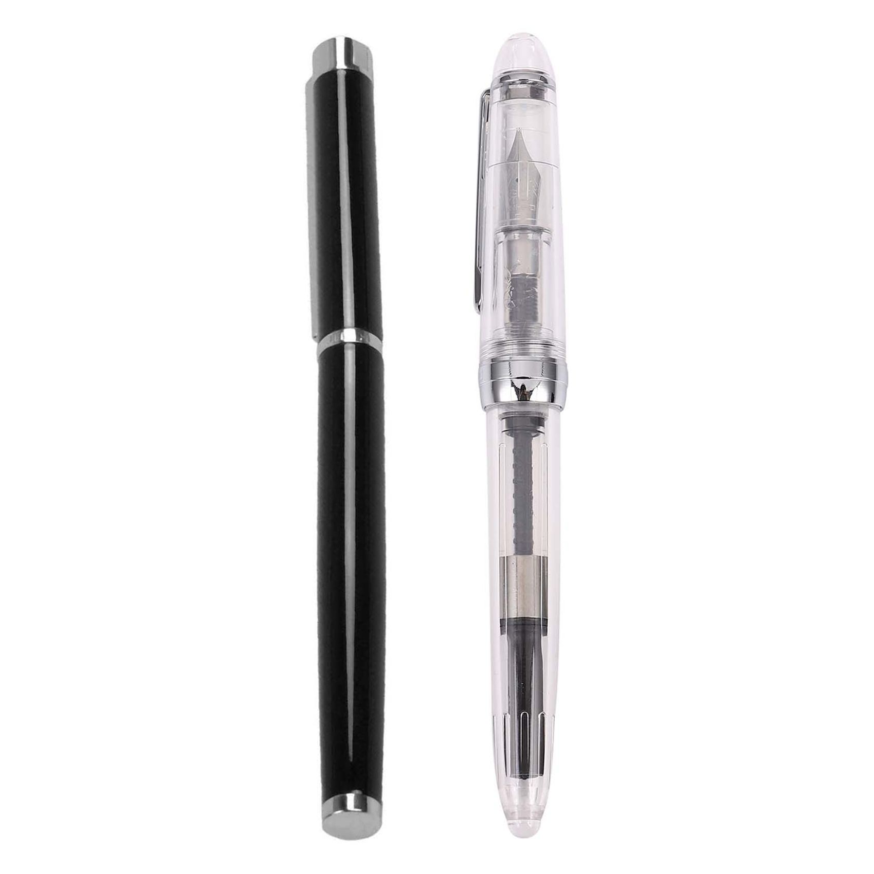 Jinhao 126 Fountain Pen Fine Iridium Nib Black & JINHAO 992 Fountain Pen(Translucent) Translucent White