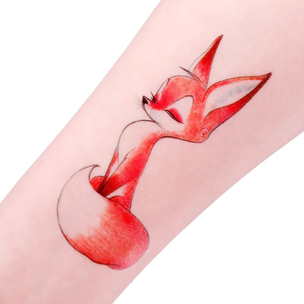 Waterproof Temporary Cute Colorful Fox Tatto Sticker Flash Fake Tattoos For Girl Women Lady 105mm*60mm