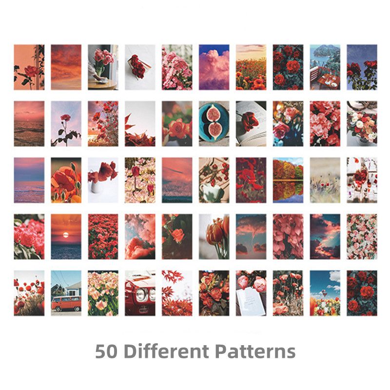 RHS Online 50PCS Garden Star Series INS Basic Material Book Memo Pad Washi Sticker Literary Mail Card Journal Planner Diary DIY Scrapbooking Stickers
