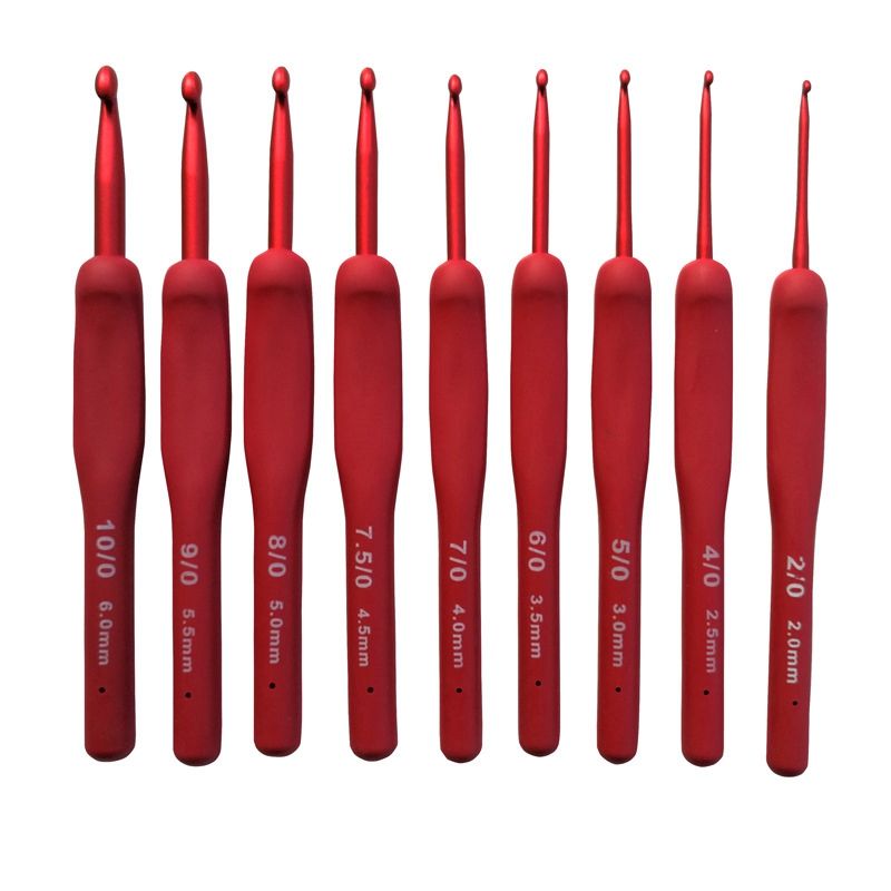 9Pcs Creative Aluminum Crochet Hooks Set with Silicone Handle Knitting Needles for Sweater Knitting Tool