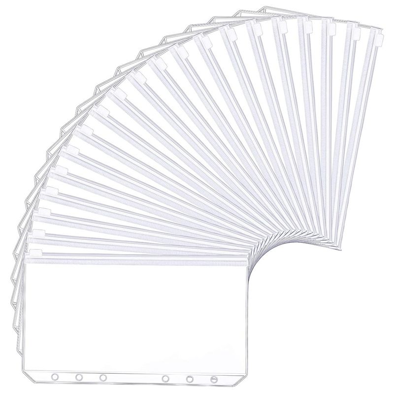 A5 6 Holes Binder Pockets Translucent Binder Zipper Folders Waterproof Zipper Loose Leaf Bags for Files Documents Cards