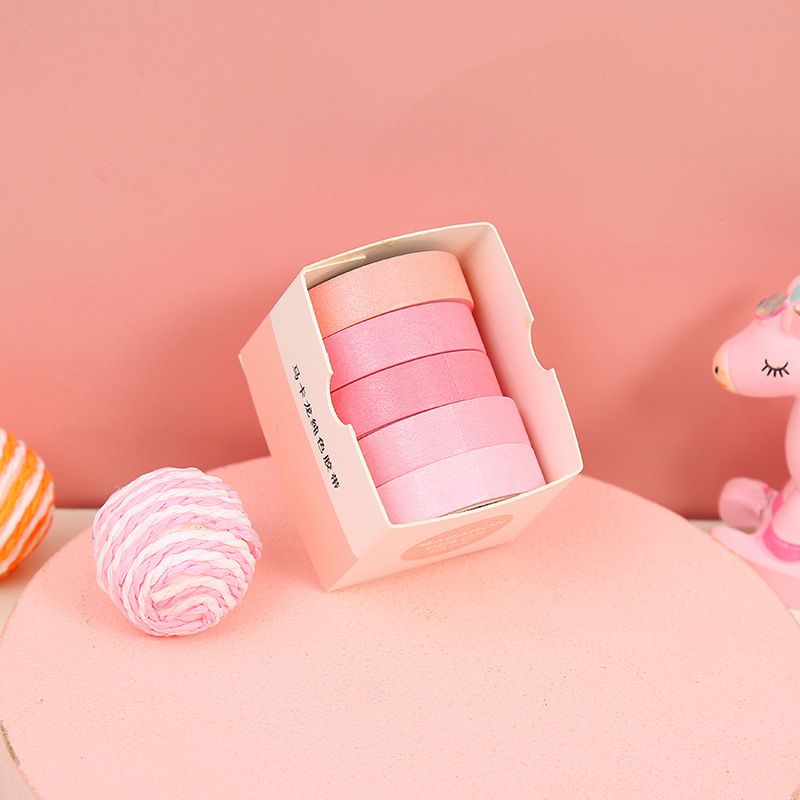 RHS Online 5 Rolls/Set Macaron Based Solid Color Washi Tapes Decorative Masking Tapes Sticky Paper Tape for Journals Diary DIY Crafts Gift Wrapping