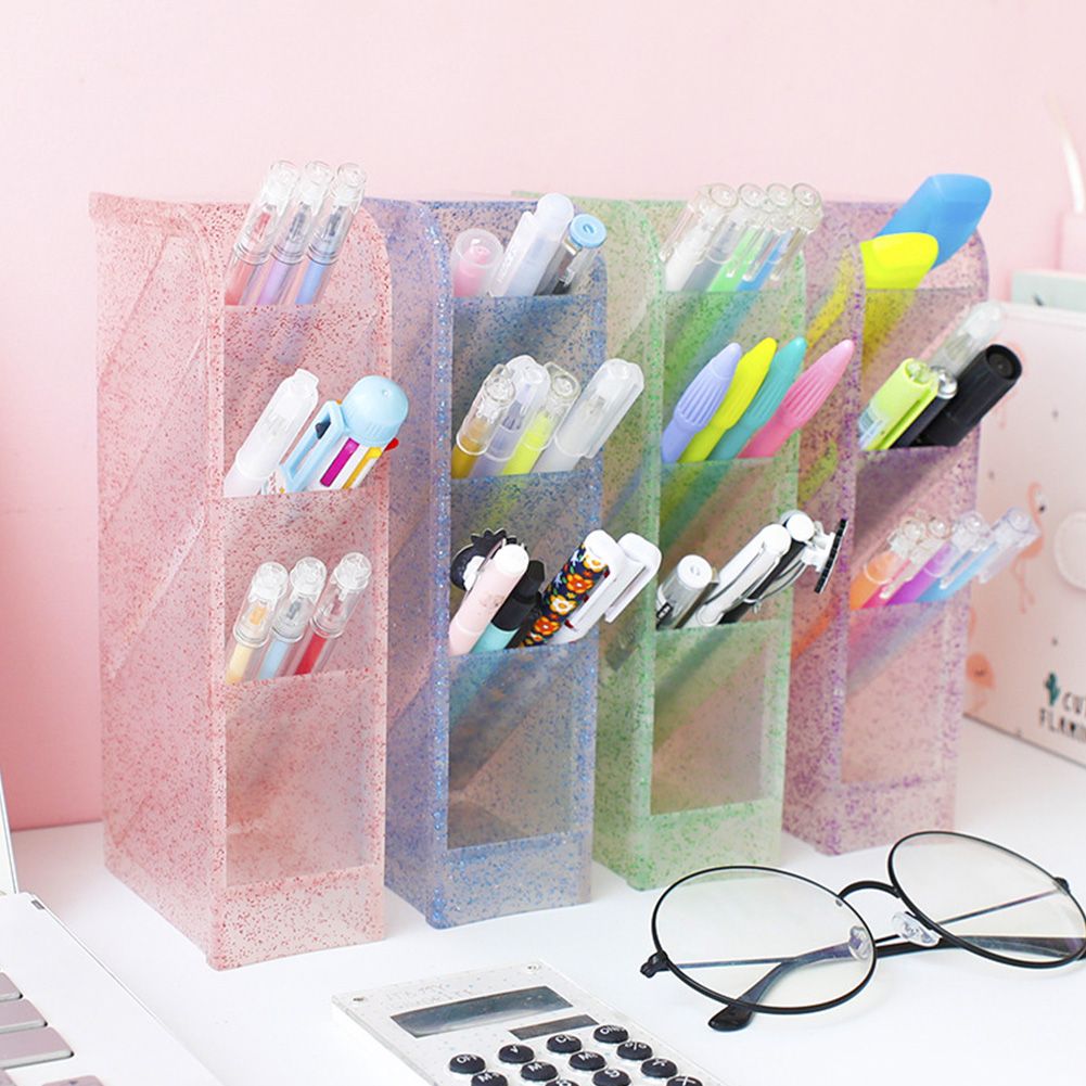 Diagonal Pen Holder Desk Desktop Storage Box Stationery Rack