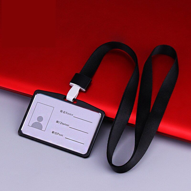 6 Colors Metal Id Badge Holder & Lanyards Bank Card Exhibition Work Permit Name Tag School Office Supplies Vertical & Horizontal
