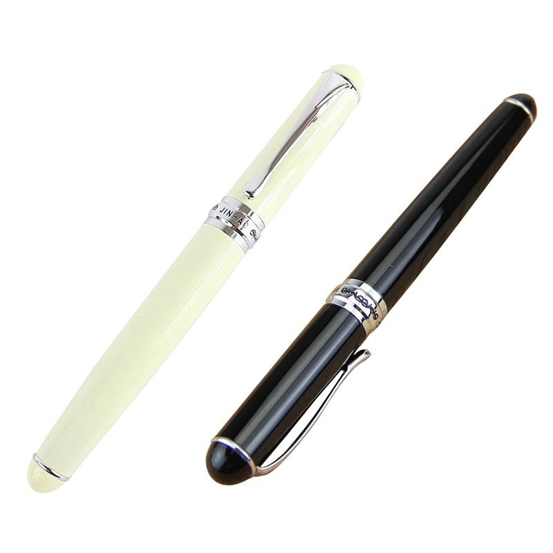 JINHAO 2 Pcs Luxury X750 Calligraphy Fountain Pen , Elegant White & Deluxe Black