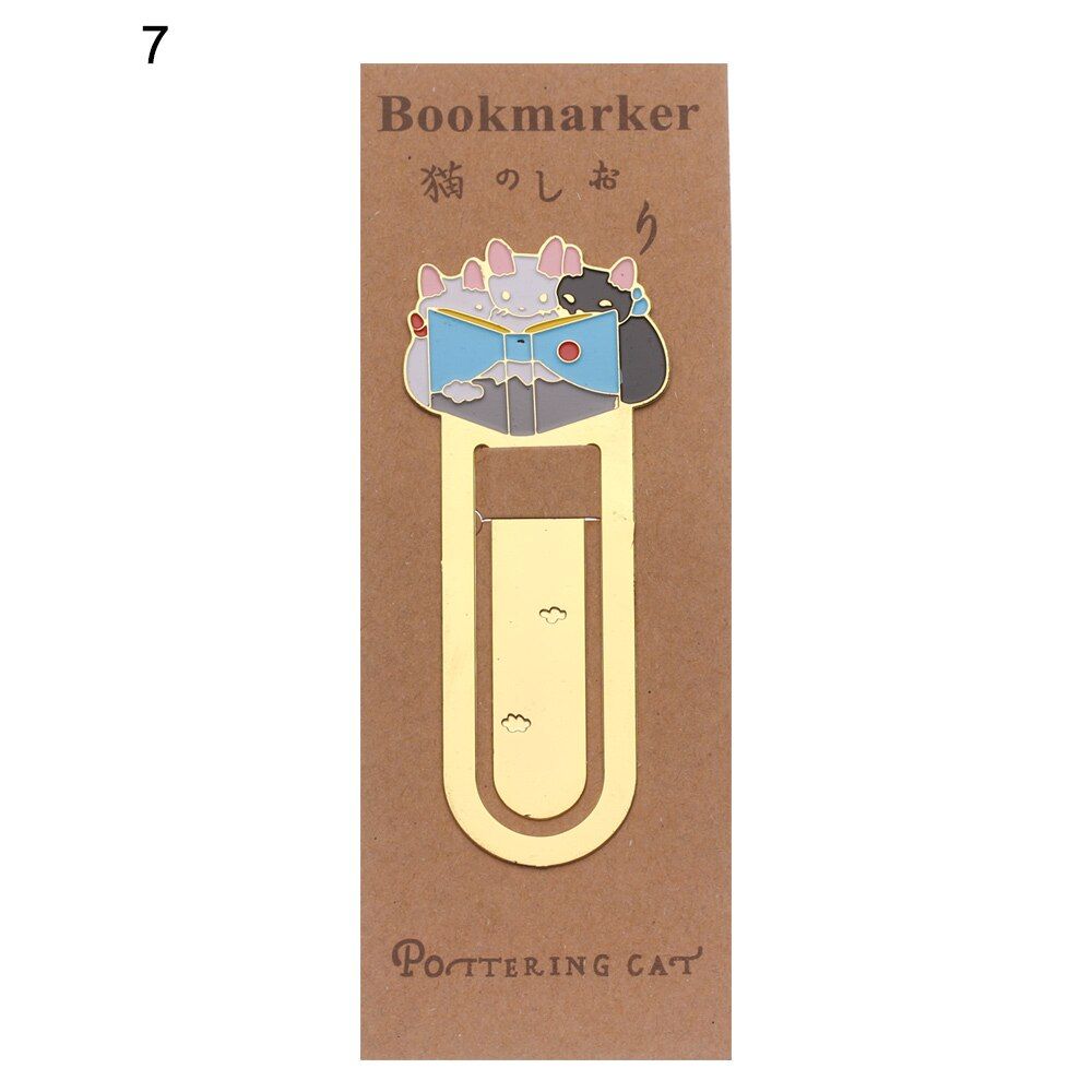 1PC Creative Cartoon Animals Gold-plated Metal Bookmark Cute Cats Bookmark Book Folder Stationery School Supplies Children Gifts