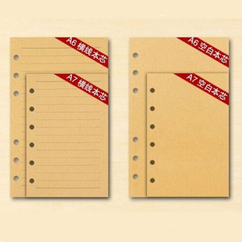 80 pages Retro notebook A5/A6/A7 paper inner pages replace this inner 6-hole kraft travel notes loose-leaf(null)