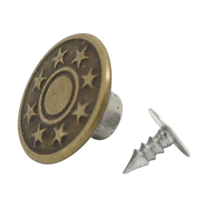 50-in-1 Sets Star Metal Buttons Jean Tack Color Bronze 17x8mm-design customizes-charm for fashion