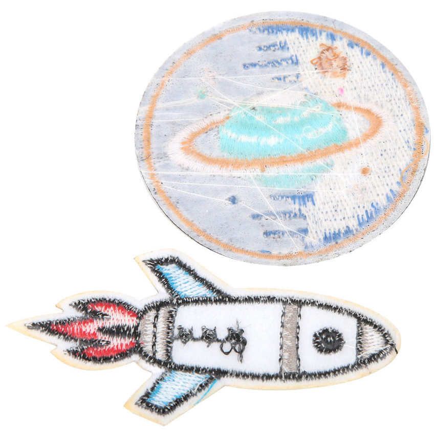 6 Pieces Embroidered Applique DIY Handmade Rocket Planet Pattern Sewing Clothes Embroidery Patches for Cheongsam Wedding