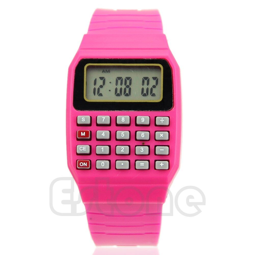 Fad Children Silicone Date Multi-Purpose Kids Electronic Calculator Wrist Watch