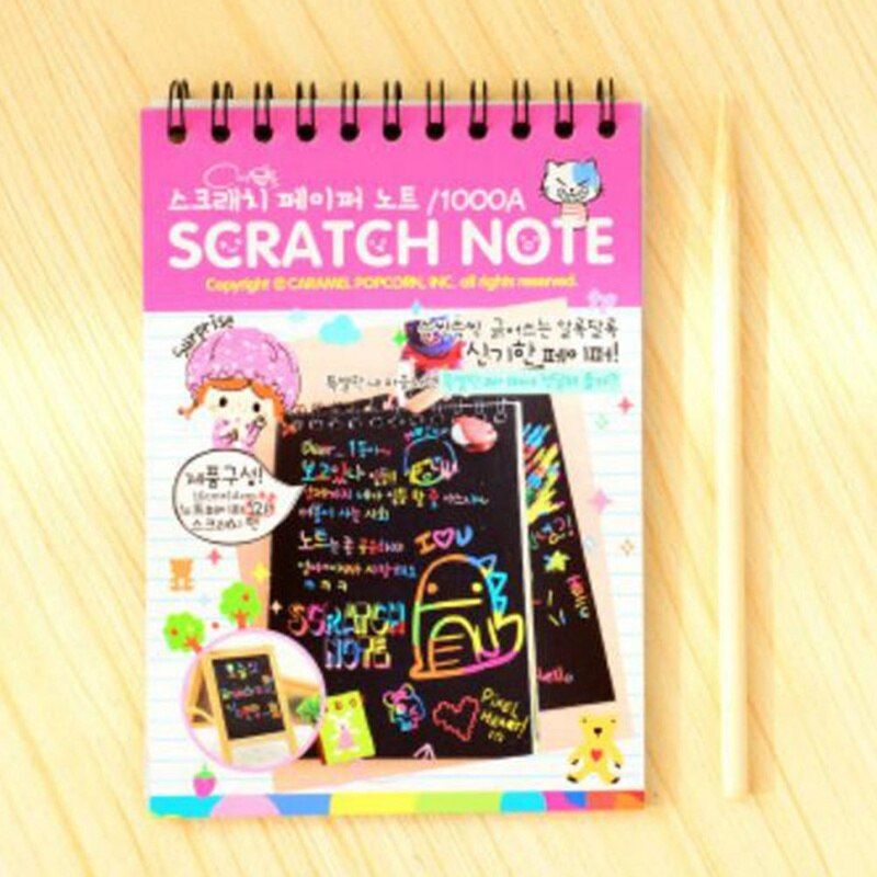 Creative Mini Color Cute Coil Graffiti Notebook Black Page Magic Drawing Book Painting Notepad For Kids Notepad Stationery Gift