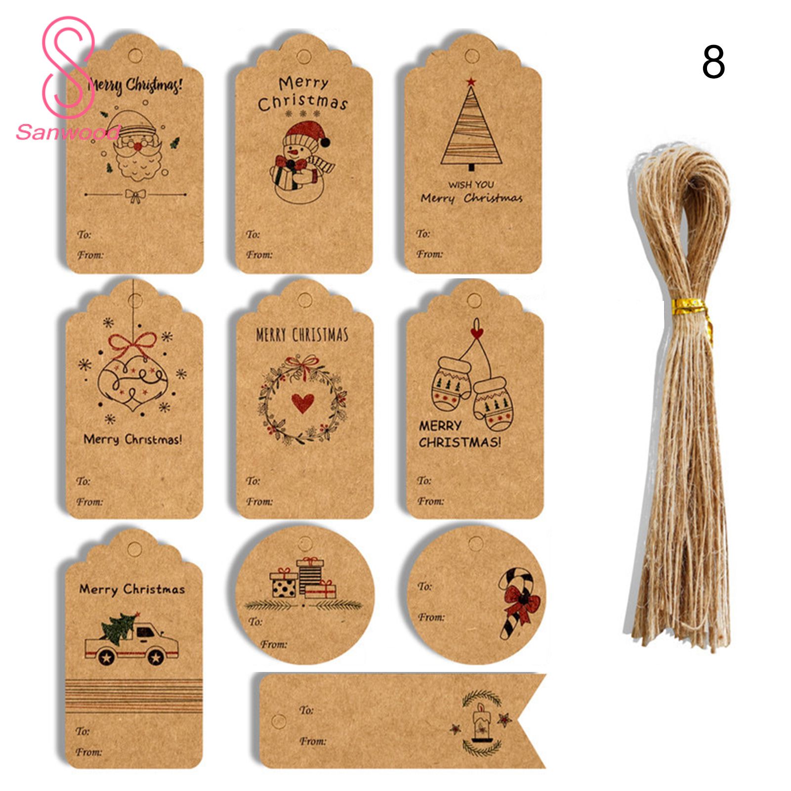 1 Set Christmas Themed Gift Tags Foldable Paper Present Wrapping Gift Labels for Gifts