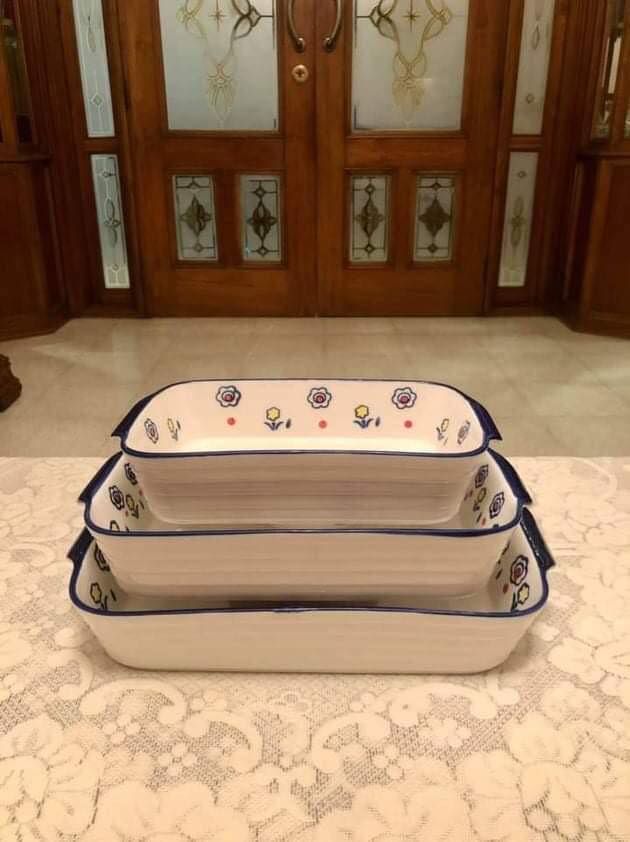 Ovenproof & Microwave safe Elegant Ceramic Serving Dish 3 Pieces Set