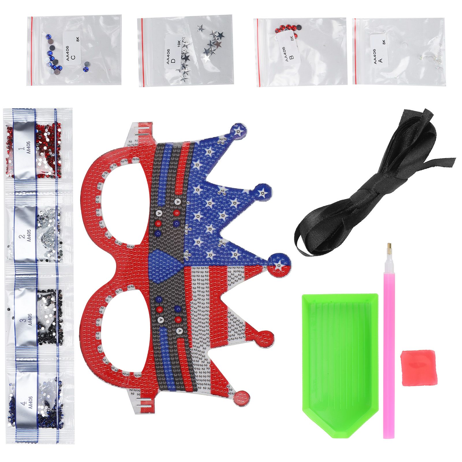 Liu Xing Diamond Painting Face Cover Hand-Made Eye Decoration with Flexible Strap for Dance Party