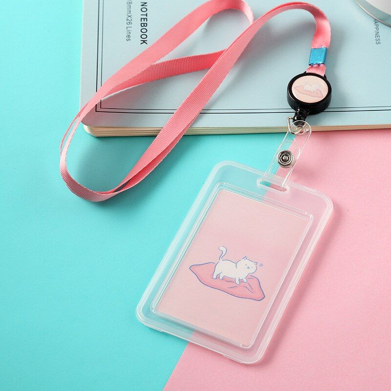 1pc Cartoon Retractable Pull Badge Card Holder with Rope Nurse  Exhibition Key ID Name Card Badge Holder Kawaii Stationery