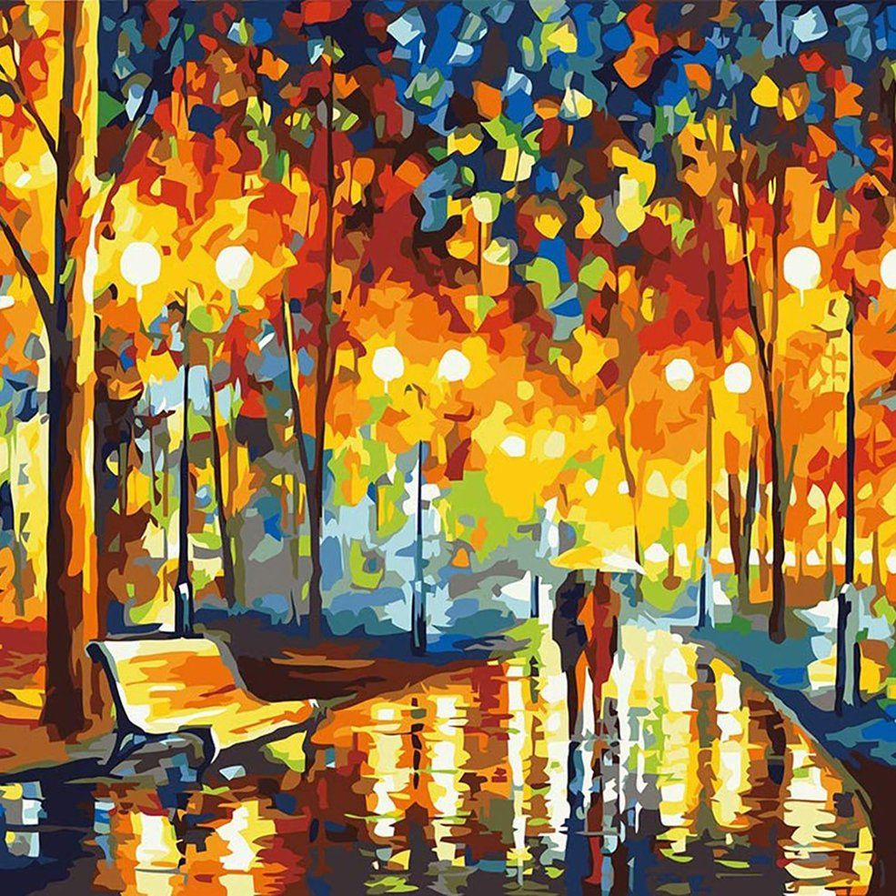 HA Diy Digital Painting Hand-Painted Decorative Painting-30 * 40 Romantic Street-30*40cm multicolor