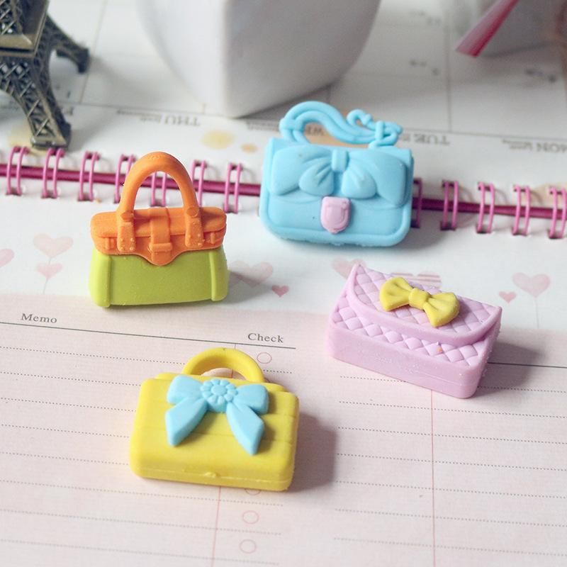 4 Pcs Novelty Cartoon handbag and Travel suitcase Eraser