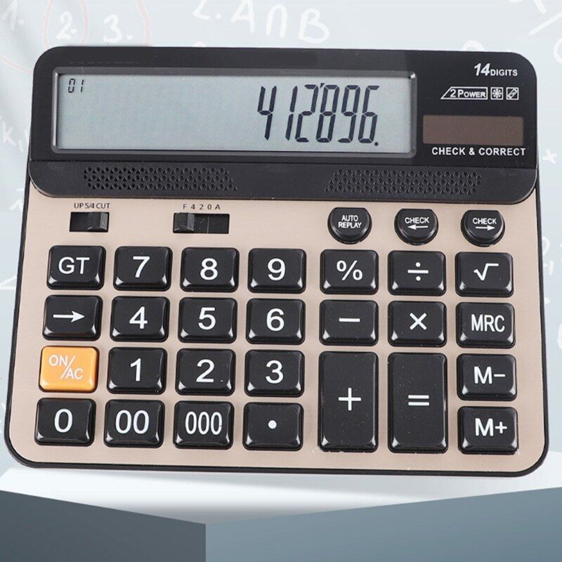 Office Desktop Calculation Supplies 14-digit Electronic Calculator Large Screen