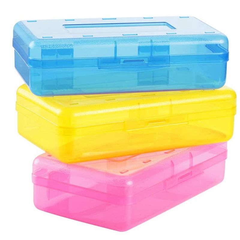 3Pcs Large Capacity Pencil Box Multi Purpose Pencil Box Office Supplies Organizer Box Brush Painting Pencils Storage Box