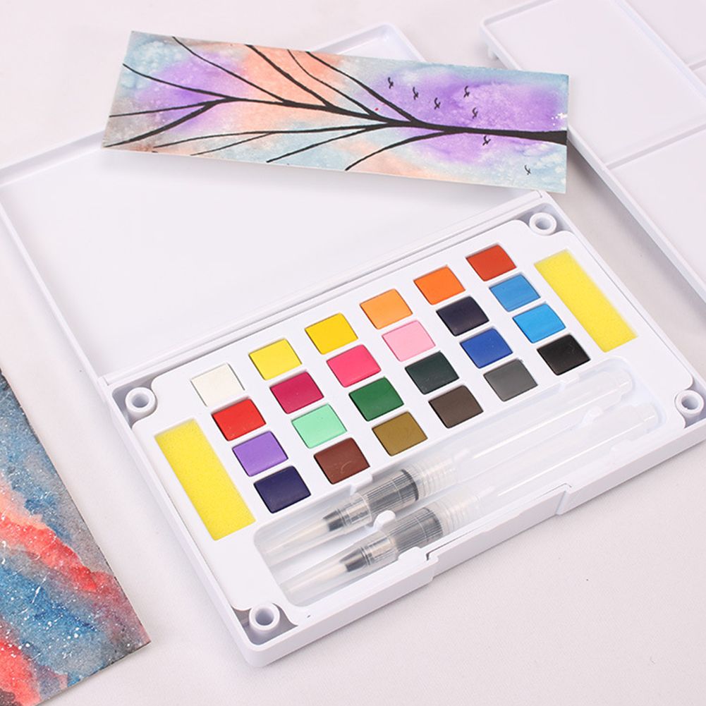 Professional Solid ment Watercolor Paints Set With Water Color Portable Brush Pen For Painting Art Supplies