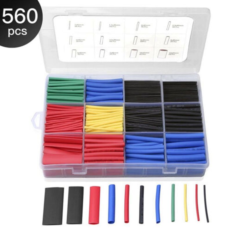 560Pcs Heat Shrink Tubing Insulation Tube Car Electrical Cable