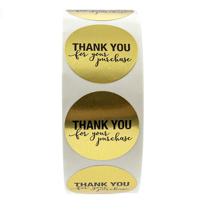 2 Roll1 Inch Round Gold Foil Thank You For Your Purchase Stickers / 500 Labels Per Roll