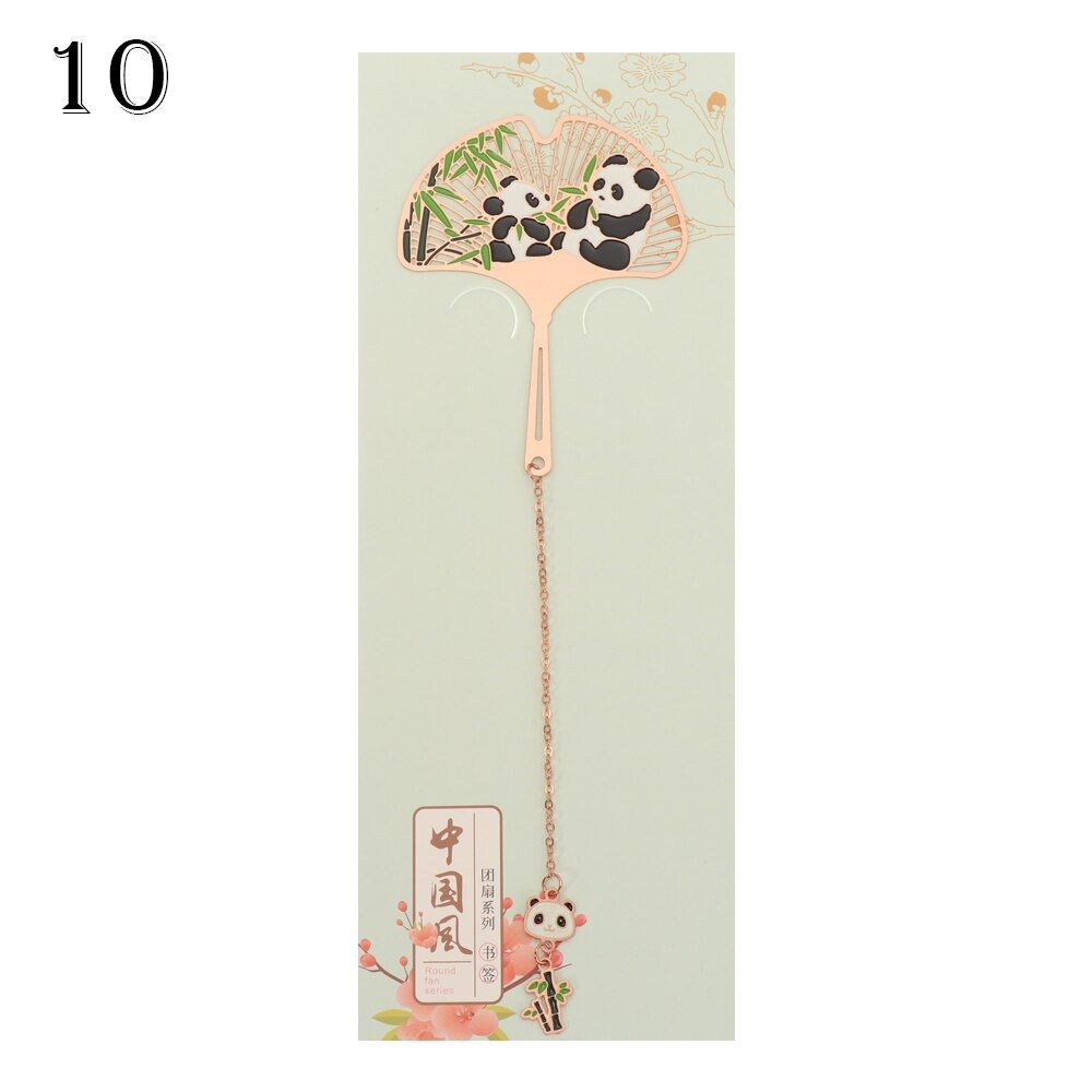1PC Chinese Style Panda Bookmark Retro Hollow Out Metal Bookmark Tassel Pendant Book Pagination Mark Stationery Supply For Gift