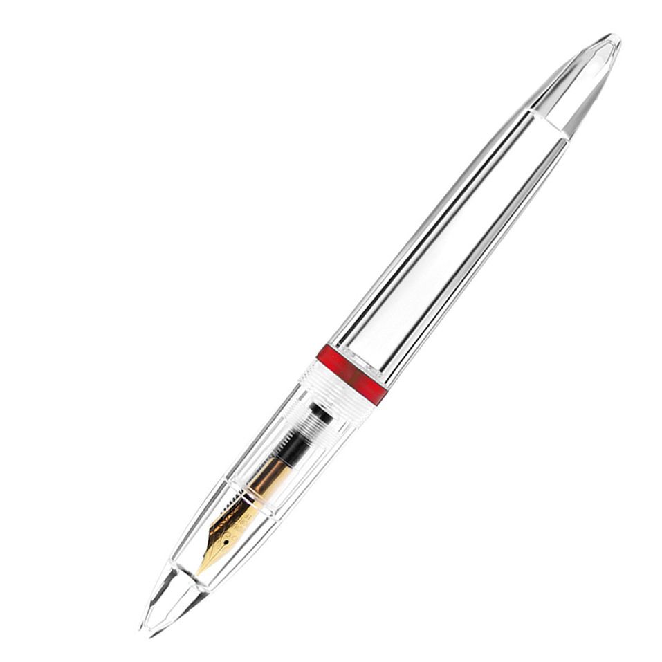 0.5mm Nib Fountain Pen with Eyedropper High Capacity Transparent Pens Office School Supplies for Student Writing Gifts Stationery Red