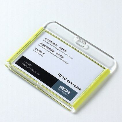 DEZHI-Horizontal Acrylic Business Badge Holders,Credit Card Holders with Retractable Lanyard,ID Badge Holders & Accessories