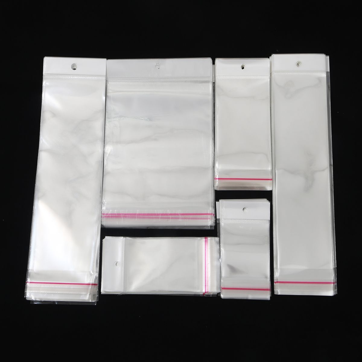 100 Pieces Hanging Hole Transparent OPP Bag 24 Stickers Self-Adhesive Plastic Bag Jewelry Gift Packaging Bag Storage Bag